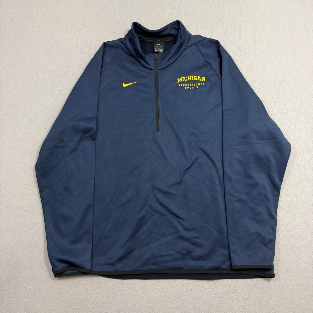 Nike Pullover Mens 2XL Blue Michigan Recreational Sports Quarter Zip ZZ9492-419